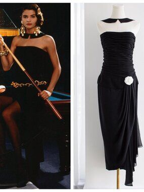 Chanel S/S 1990 Vintage Black Pleated Grecian Collar Gown